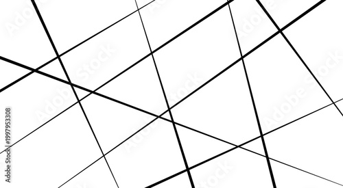 Abstract Minimalist Background with Crisscross Black Lines on White Geometric Pattern of Intersecting Thin Lines and Gray Strokes