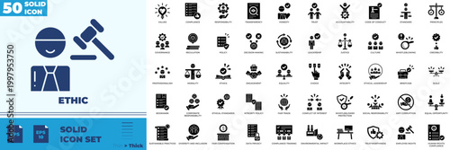 Ethic Solid Editable Icons set