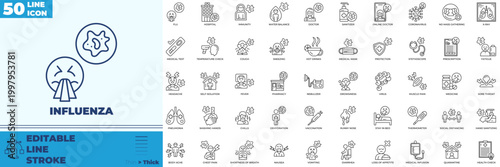 Influenza Line Editable Icons set