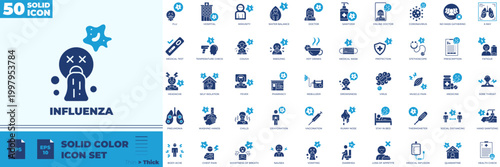 Influenza Solid Color Editable Icons set