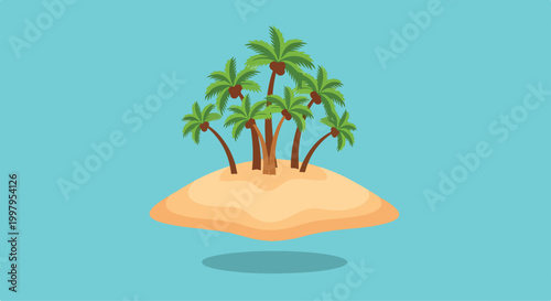 Slika na platnu A small sandy island with palm trees
