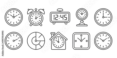 Various Analog and Digital Clock analog clock alarm clock wall clock in white background