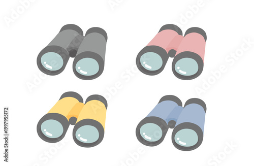 カラフルな双眼鏡のセットイラスト　