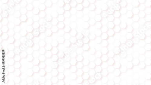 White Hexagon Pattern Background with 3D Effect Minimal Geometric Hexagonal Texture in Soft Gray Tones