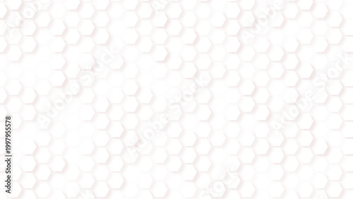 White Hexagon Pattern Background with 3D Effect Minimal Geometric Hexagonal Texture in Soft Gray Tones