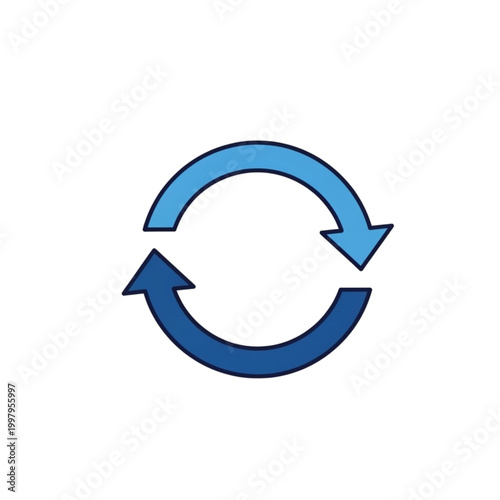 A blue circular arrow icon with two arrows pointing in a clockwise and counterclockwise direction on a black background