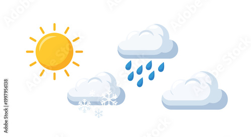 Weather icons with sun and various cloud conditions
