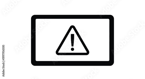 Free Download A black and white illustration depicts a warning sign inside a rectangular frame signaling potential caution - GFXLoad
