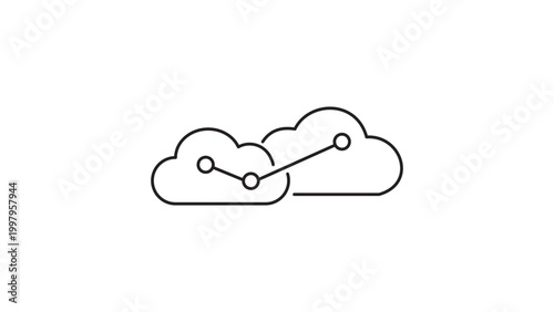 Tableau sur toile Hybrid Cloud Computing and Data Connection Minimalist Black Line Vector Icon on White Background, Featuring Two Interconnected Clouds with Editable Stroke for Network Infrastructure Design