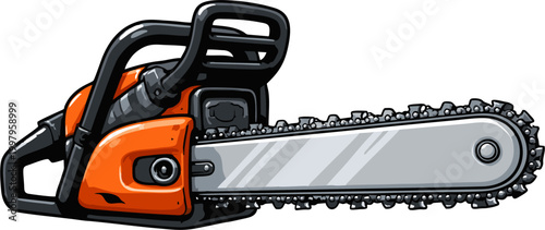 Orange and Black Chainsaw Illustration