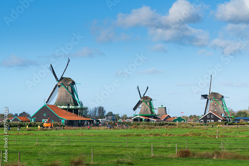 Traditional Dutch windmills at Zaanse Schans.