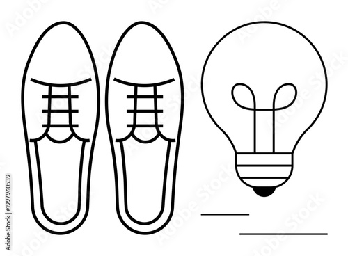 Creativity concept. Creativity portrayed with minimal shoes and a light bulb, blending fashion and innovation. Creativity symbol for design, ideas, art projects, and branding materials
