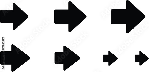 Black arrow icons pointing to the right in various sizes