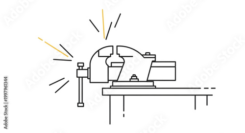 A detailed illustration of a vice gripping an object, symbolizing strength, stability, and secure fastening for various industrial and workshop applications
