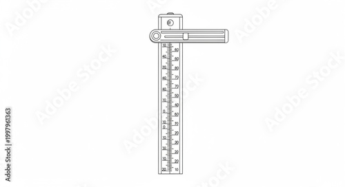 A detailed vector illustration of a T-square ruler with measurement markings, ideal for technical drawing and drafting applications