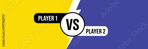 Versus Battle Background with Player One vs Player Two Layout, Dynamic Fighting Game Screen Design, Competitive Duel Interface, Esports Match Template Vector Illustration