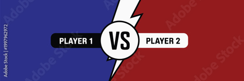 Versus Battle Background with Player One vs Player Two Layout, Dynamic Fighting Game Screen Design, Competitive Duel Interface, Esports Match Template Vector Illustration