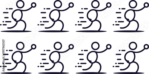 Running stick figure icons: A dynamic sequence of stick figures captures the essence of motion, showcasing the simple yet compelling art of running.