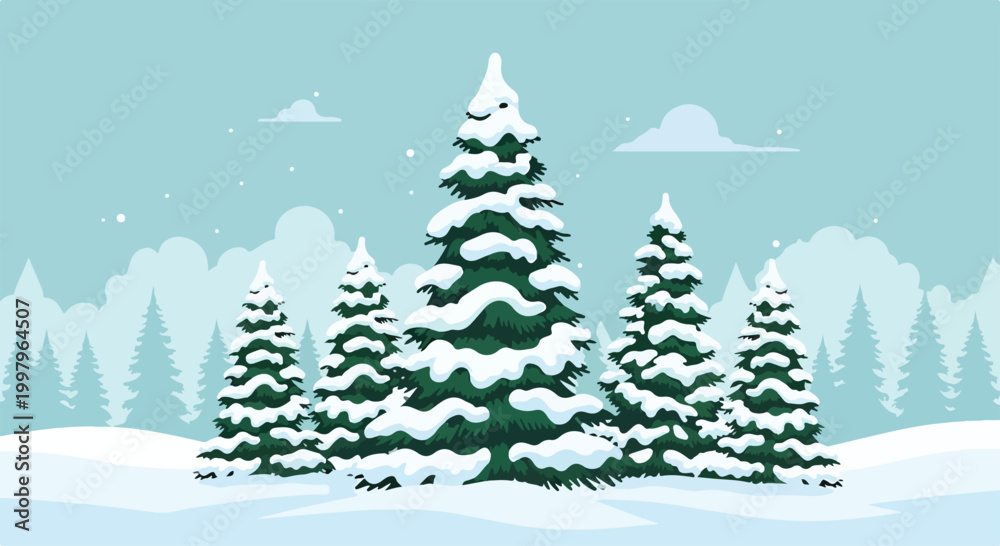 Fototapeta premium Snowy forest scene