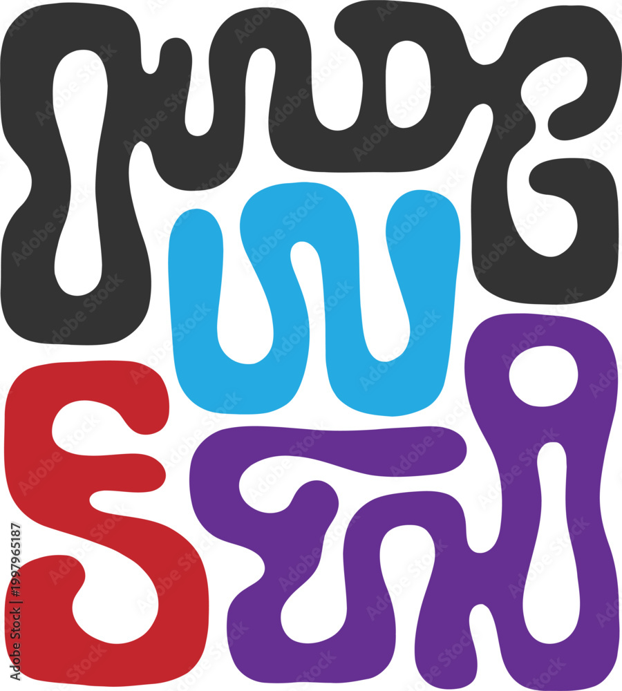 Obraz premium Abstract colorful lettering design with wavy and curvilinear shapes