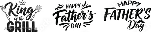 Happy father's day grill master king dad typography for celebrations
