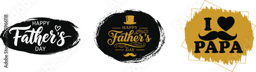 Happy father's day unique brushstroke typography designs for dad papa