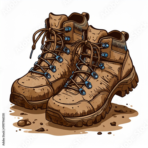 Brown Hiking Boots with Laces.