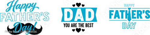 Happy father's day vibrant typography designs for celebrating dad