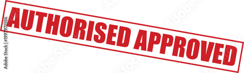 Red authorised approved stamp with bold text