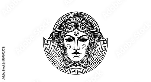 Obraz na płótnie Medusa Head Symbol, Greek Mythology Icon, Ancient Greece Emblem