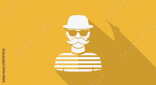 A stylized illustration depicts a mischievous thief with a striped shirt hat and sunglasses