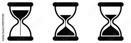 Sand watch icon set hourglass symbol, time tracking and waiting indicator icons, schedule and time control