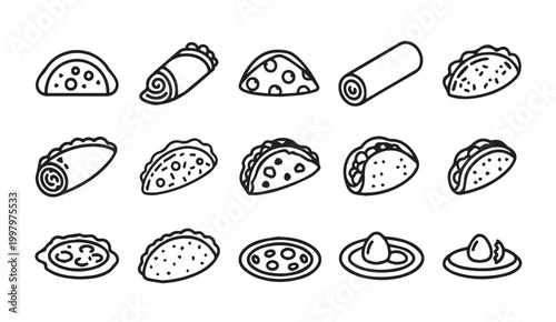 Hand Drawn Mexican Food Icons in a Clean Minimalist Style