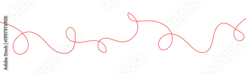 Red thread isolates on a white background. red thread looped in a circle form, symbolizing vector. line of red yarn, long red thread .Vector illustration . EPS 10 .