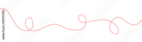 Red thread isolates on a white background. red thread looped in a circle form, symbolizing vector. line of red yarn, long red thread .Vector illustration . EPS 10 .