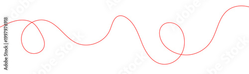 Red thread isolates on a white background. red thread looped in a circle form, symbolizing vector. line of red yarn, long red thread .Vector illustration . EPS 10 