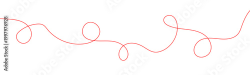 Red thread isolates on a white background. red thread looped in a circle form, symbolizing vector. line of red yarn, long red thread .Vector illustration . EPS 10 