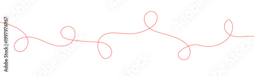 Red thread isolates on a white background. red thread looped in a circle form, symbolizing vector. line of red yarn, long red thread .Vector illustration . EPS 10 .