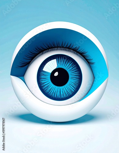 Abstract Blue Eye Concept, Vision Technology and Digital Surveillance, Futuristic Minimal Design