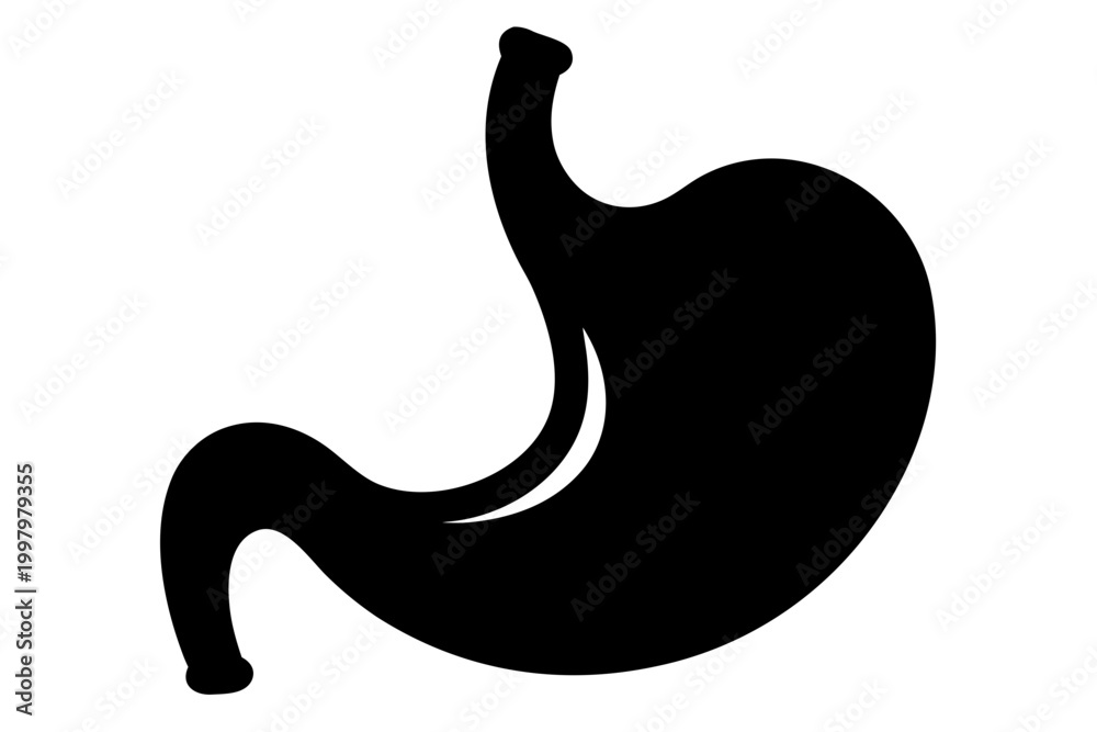 Obraz premium Stomach icon vector, human stomach silhouette vector, human stomach black symbol 