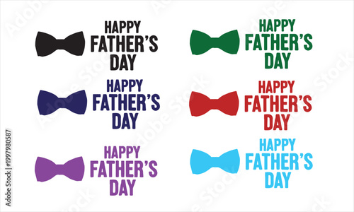 Colorful happy father's day bow tie designs for celebrations and greetings