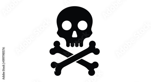 A stark black silhouette of a skull and crossbones a classic symbol of danger and mortality