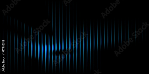 Abstract neon glass gradient stripes background with glowing blue lines and futuristic light effect