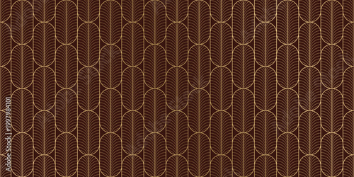 Luxury art deco background pattern vector. Abstract gold geometric line and elegant art nouveau with delicate. Illustration design for invitation, banner, vip, interior, fabric and decoration.	