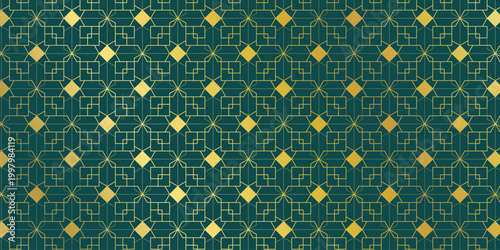 Luxury art deco background pattern vector. Abstract gold geometric line and elegant art nouveau with delicate. Illustration design for invitation, banner, vip, interior, fabric and decoration.	