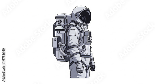 Astronaut wearing a white spacesuit with a large backpack.