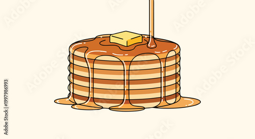 Fotografie A stack of pancakes with syrup and butter