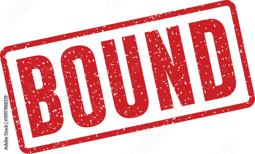 Red rubber stamp with the word 'bound' in bold capitals