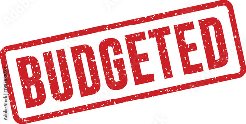 Budgeted stamp a red ink impression indicating financial planning and allocation