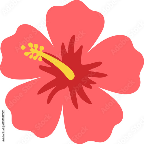 Red Tropical Hibiscus Flower Vector Illustration